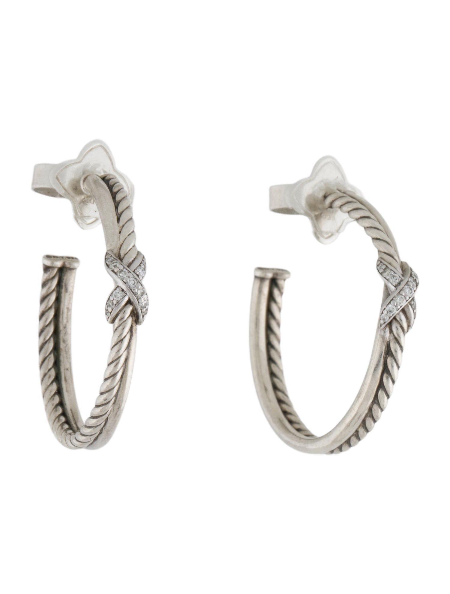 David Yurman Diamond Petite X Hoop Earrings
