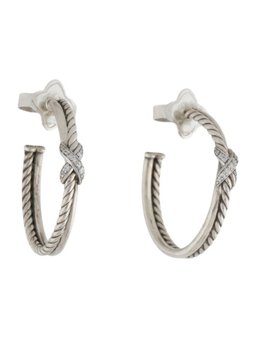 David Yurman Diamond Petite X Hoop Earrings