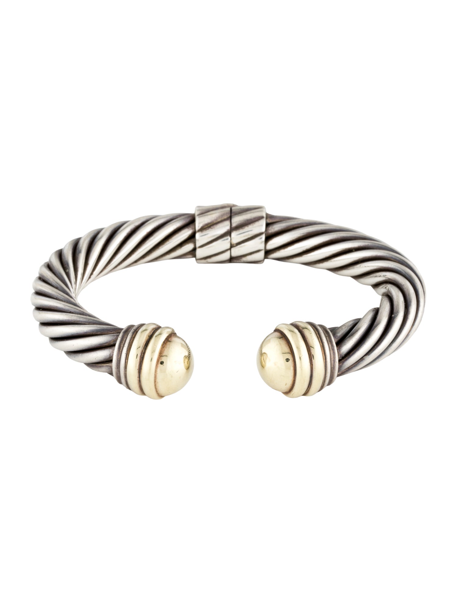 David Yurman Two-Tone Classic Cable Dome HInged Bracelet