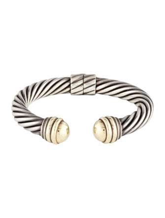 David Yurman Two-Tone Classic Cable Dome HInged Bracelet