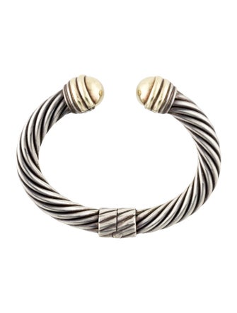 David Yurman Two-Tone Classic Cable Dome HInged Bracelet