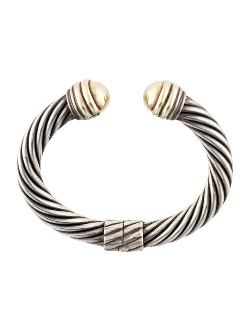 David Yurman Two-Tone Classic Cable Dome HInged Bracelet