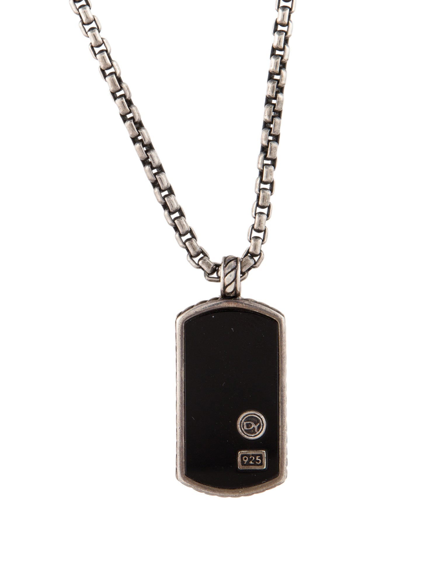 David Yurman Onyx Dog Tag Pendant Necklace