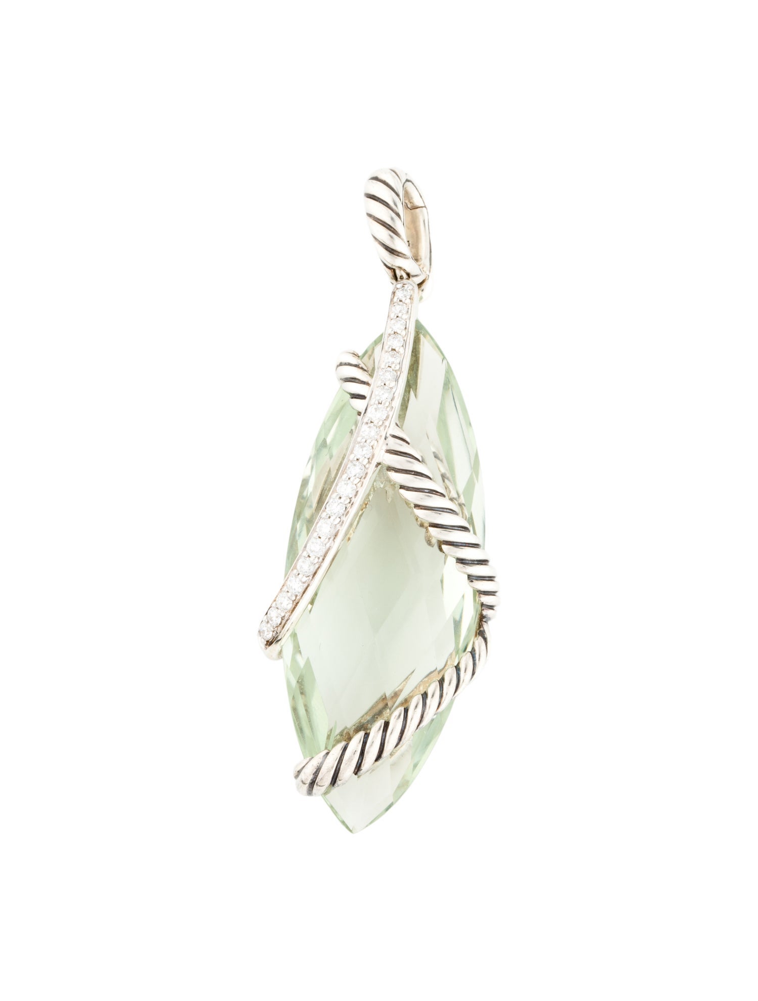 David Yurman Prasiolite & Diamond Cable Wrap Pendant