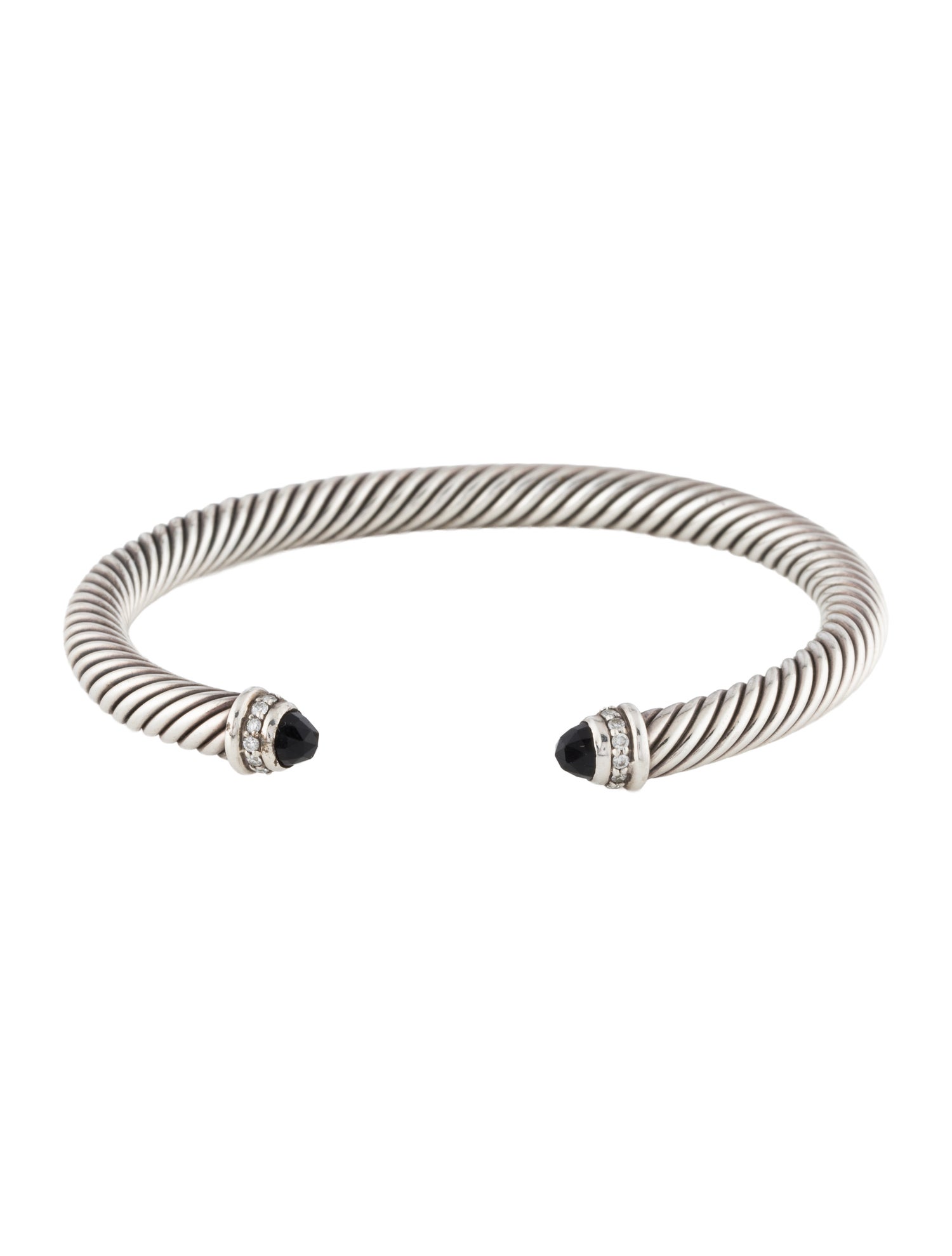 David Yurman Onyx & Diamond Classic Cable Cuff
