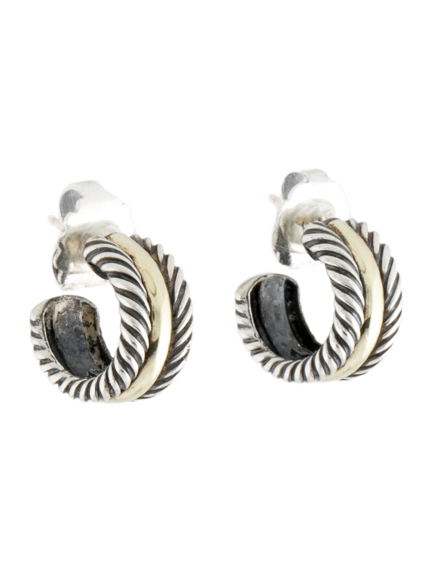 David Yurman Two-Tone Cable Hoop Earrings