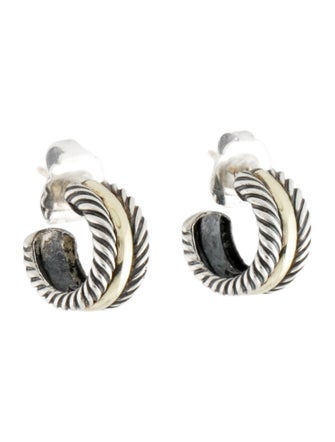 David Yurman Two-Tone Cable Hoop Earrings