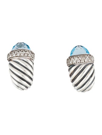 David Yurman Topaz & Diamond Shrimp Earclips