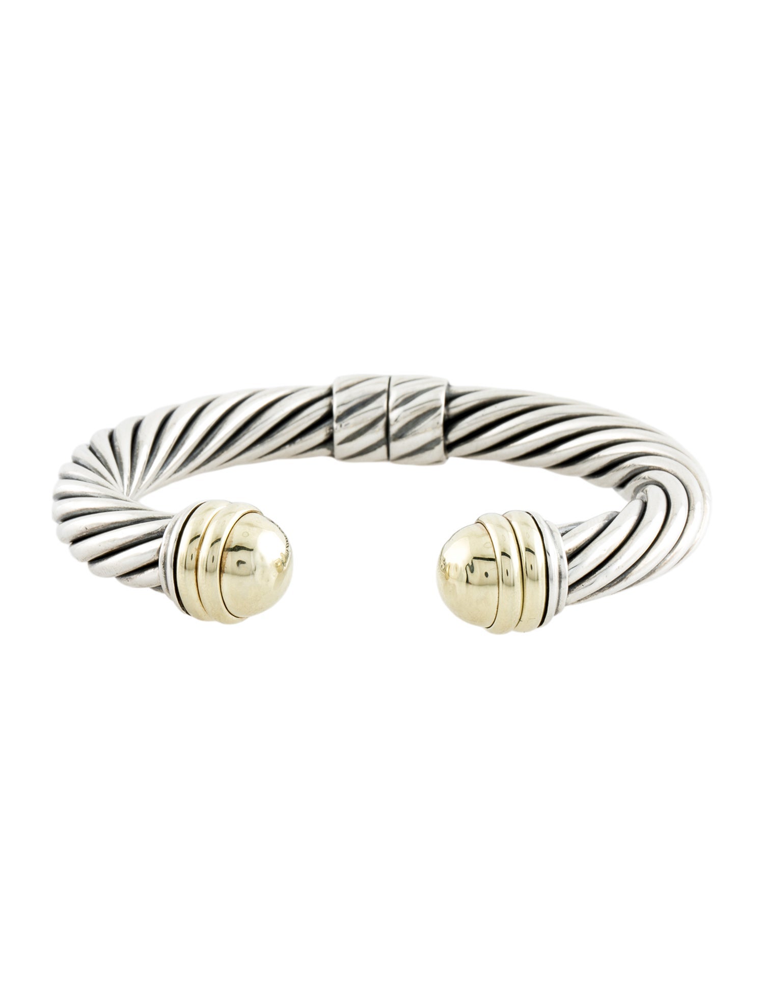 David Yurman Two-Tone Dome Cable Hinged Cuff Bracelet