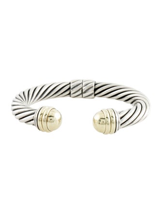 David Yurman Two-Tone Dome Cable Hinged Cuff Bracelet