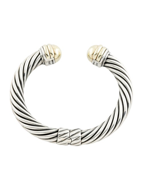 David Yurman Two-Tone Dome Cable Hinged Cuff Bracelet