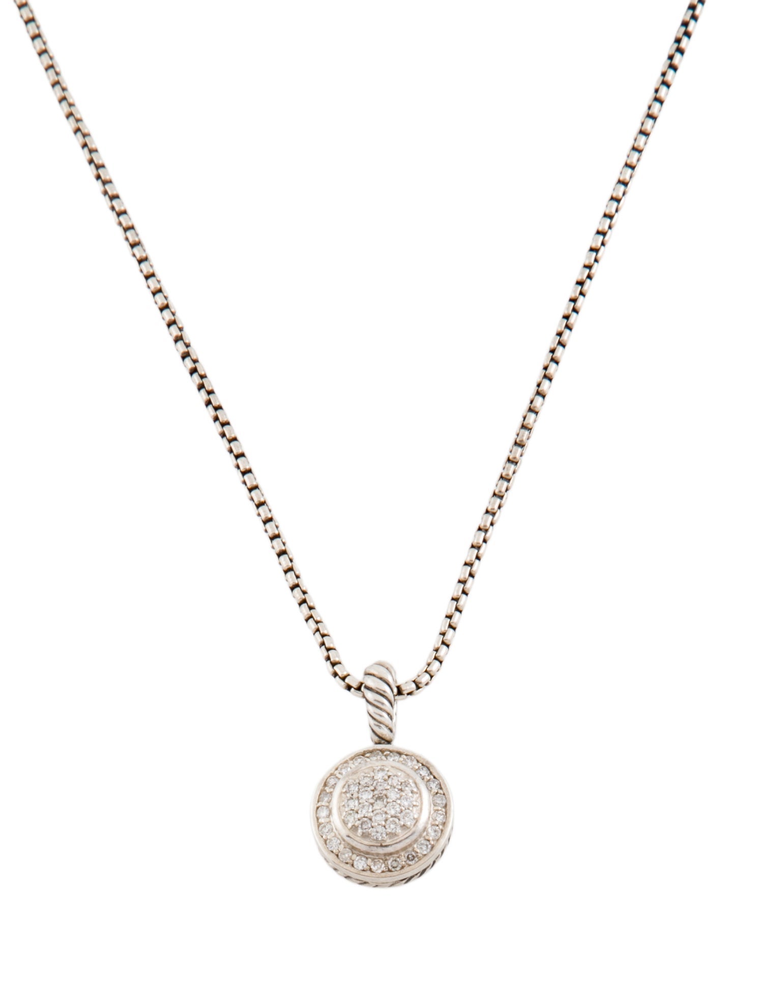 David Yurman Diamond Cluster Pendant Necklace