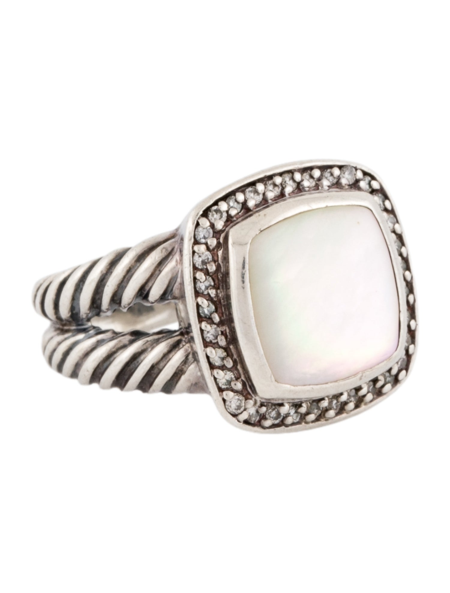 David Yurman Mother Of Pearl & Diamond Albion Ring