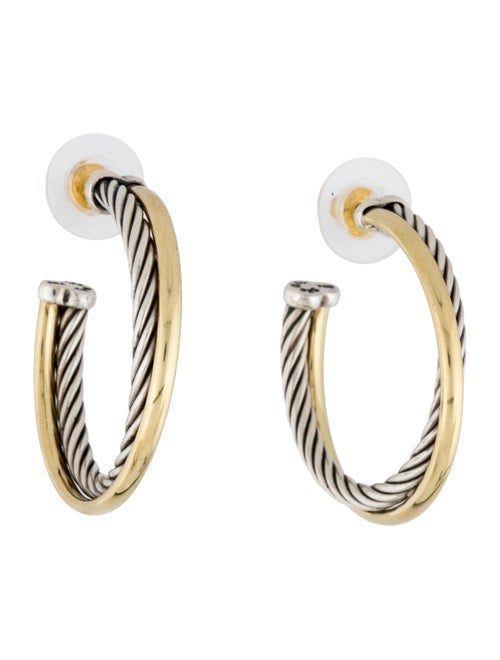 David Yurman Two-Tone Crossover Hoop Earrings
