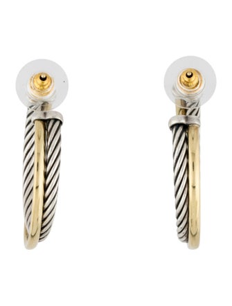 David Yurman Two-Tone Crossover Hoop Earrings