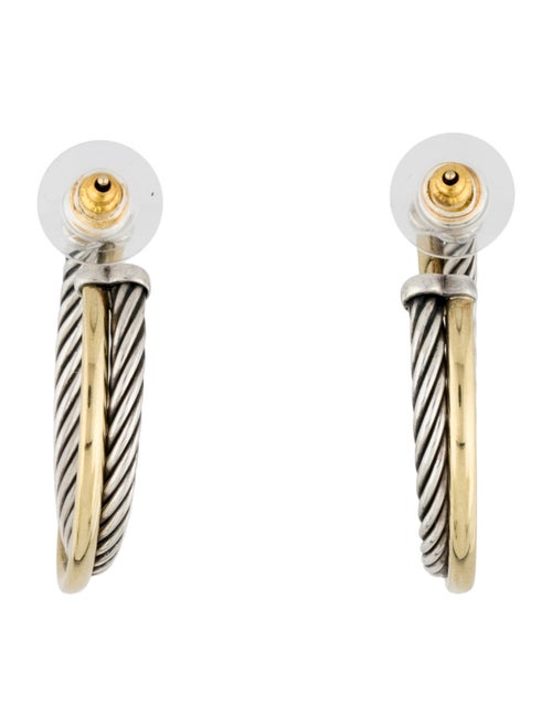 David Yurman Two-Tone Crossover Hoop Earrings