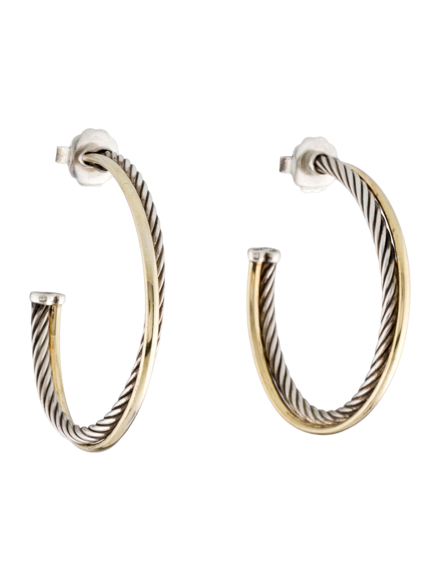 David Yurman Two-Tone Crossover Hoop Earrings