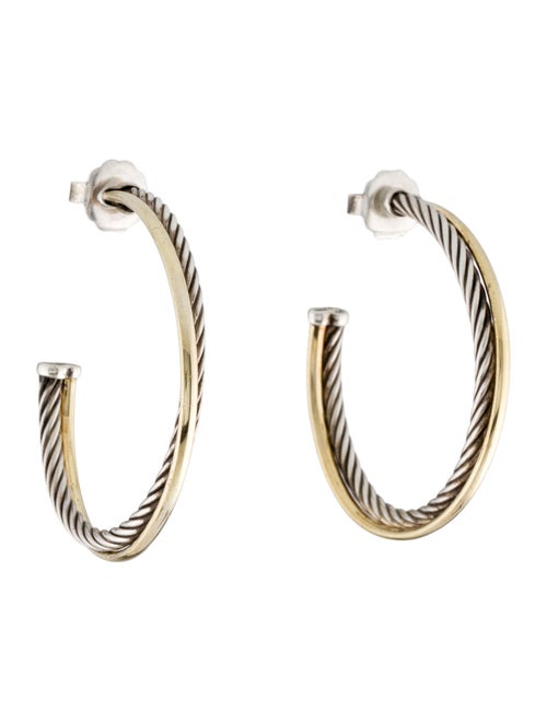 David Yurman Two-Tone Crossover Hoop Earrings