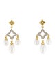 David Yurman 18K Pearl & Diamond Quatrefoil Chandelier Earrings