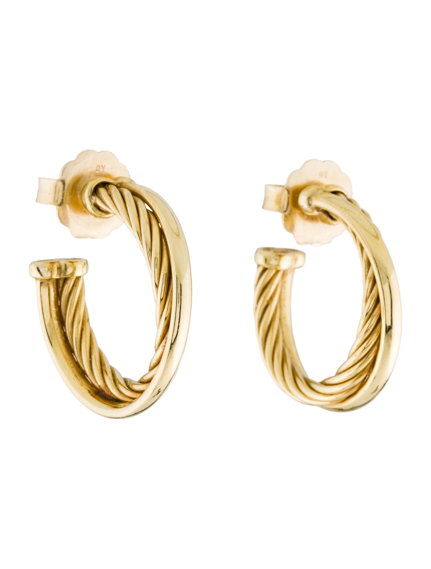 David Yurman 18K Crossover Hoop Earrings