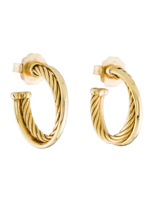 David Yurman 18K Crossover Hoop Earrings