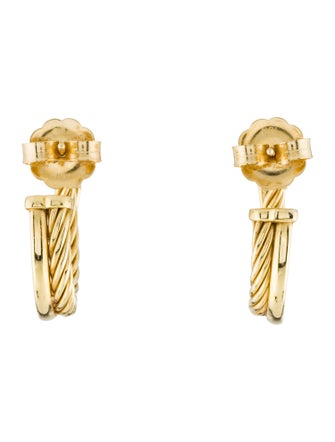 David Yurman 18K Crossover Hoop Earrings
