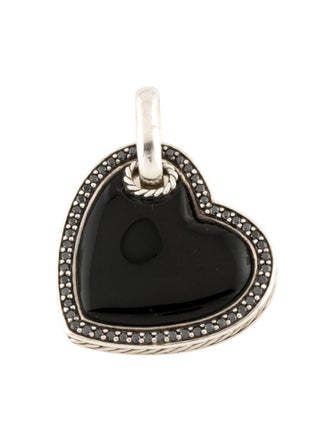 David Yurman Onyx & Diamond Cable Heart Pendant