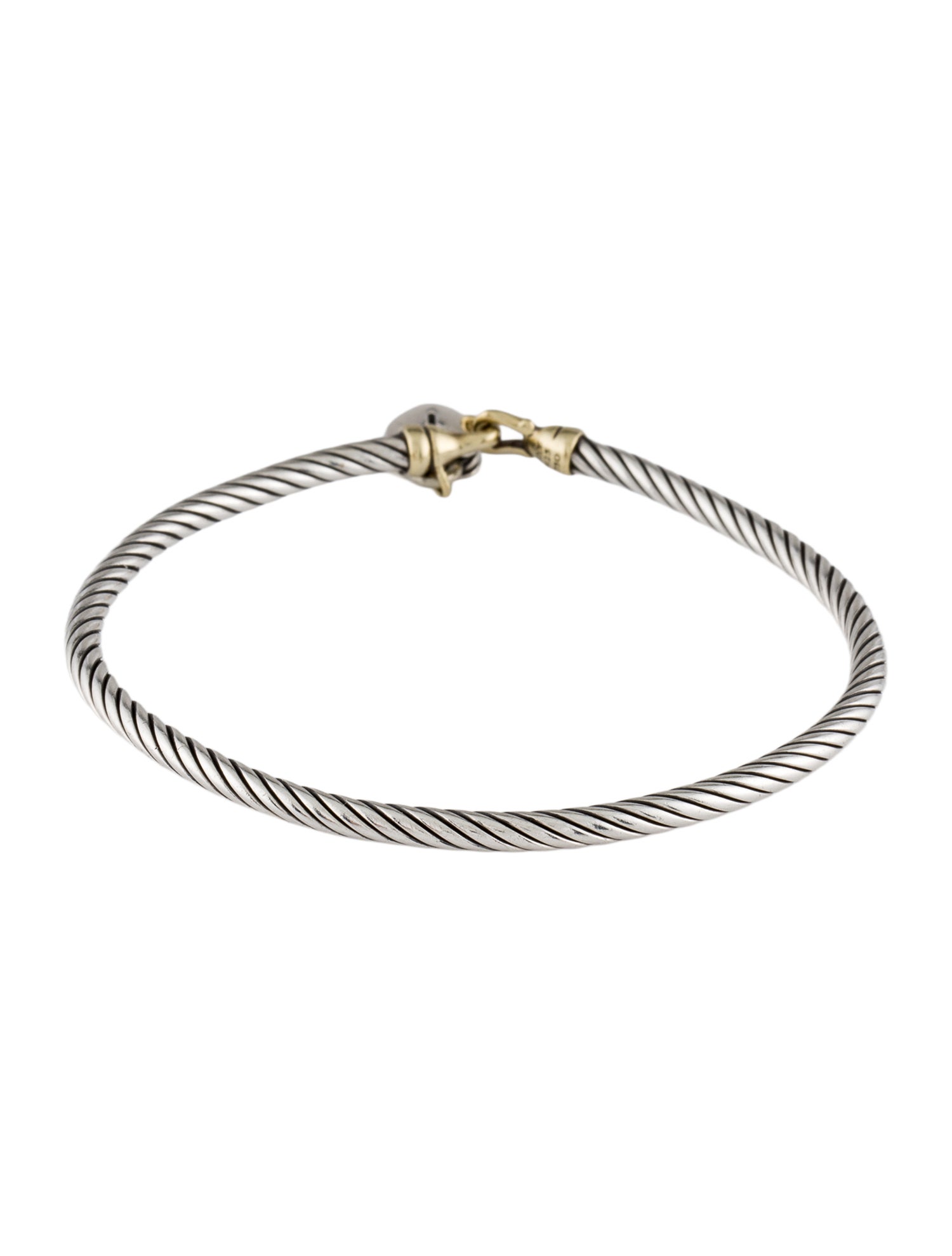 David Yurman Two-Tone Heart Lock Cable Buckle Bangle