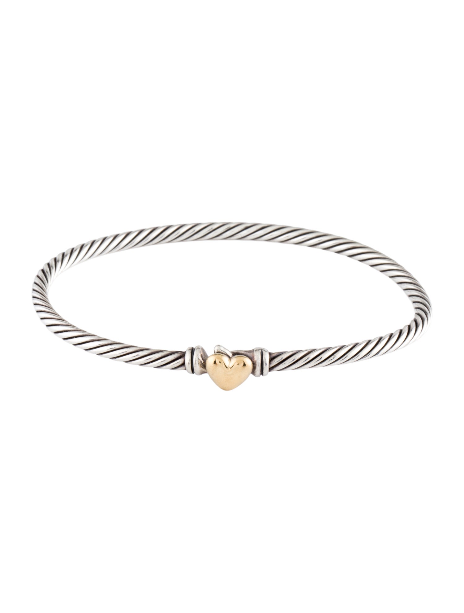 David Yurman Two-Tone Classic Cable Heart Station Bracelet