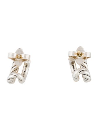 David Yurman Two-Tone DY Mercer® Double Hoop Huggie Earrings.