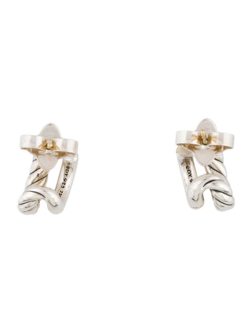 David Yurman Two-Tone DY Mercer® Double Hoop Huggie Earrings.