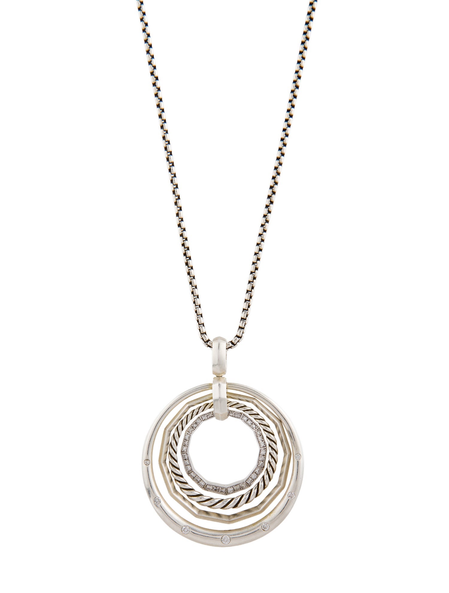 David Yurman Diamond Stax Medium Pendant Necklace