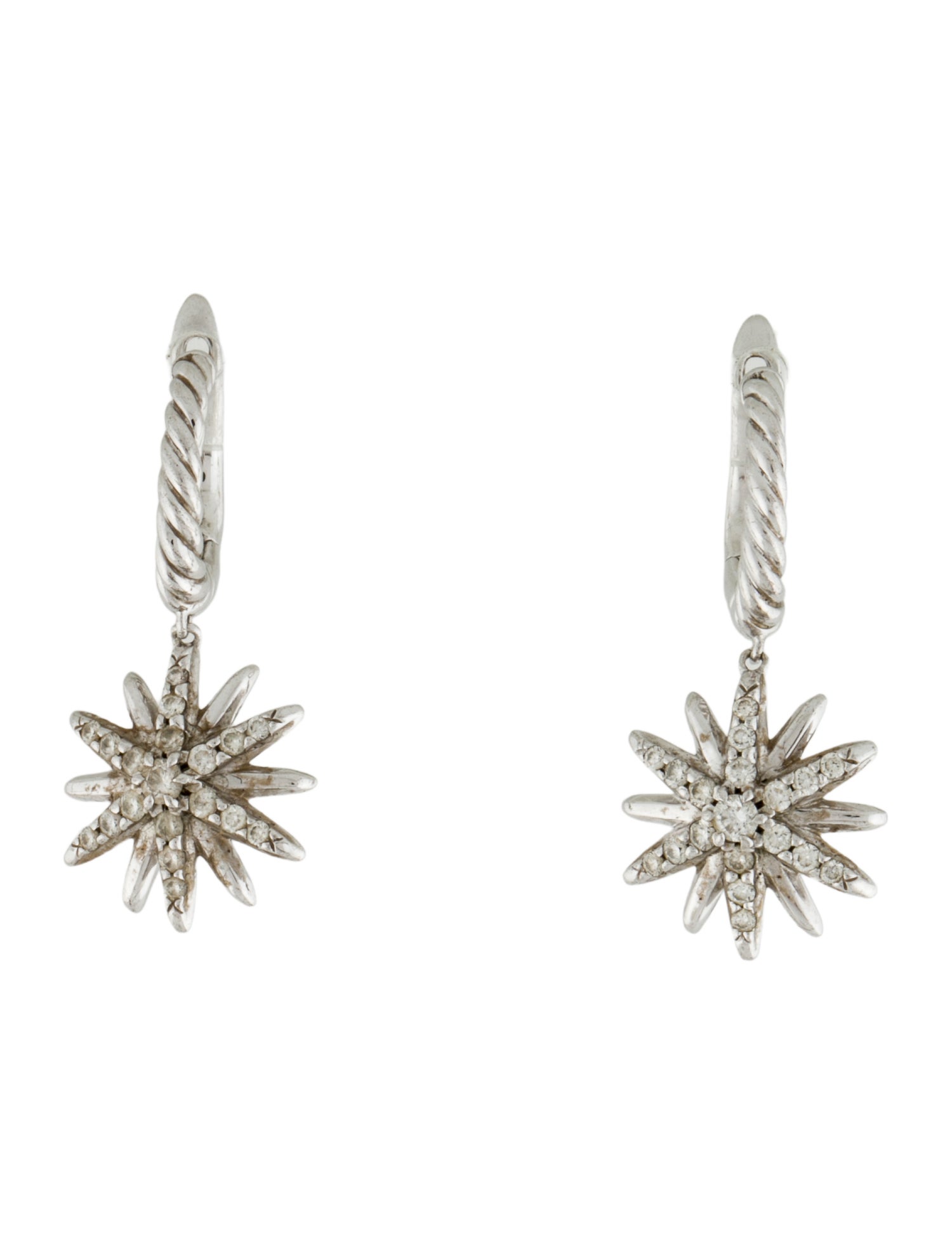 David Yurman Diamond Starburst Drop Earrings