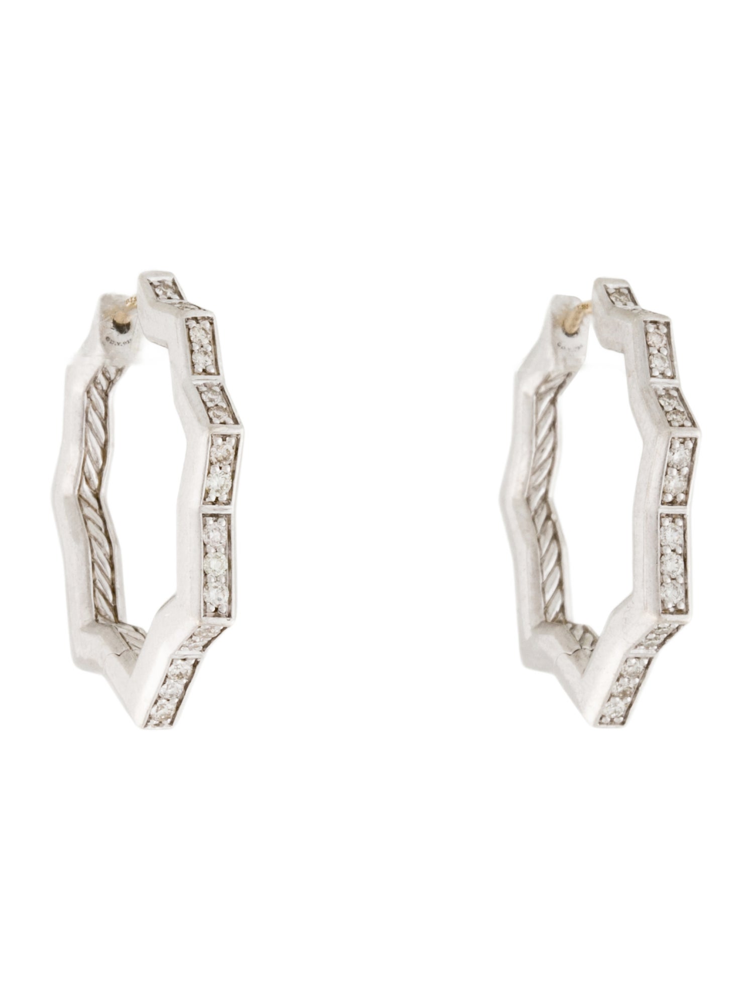 David Yurman Diamond Zig Zag Stax Hoop Earrings