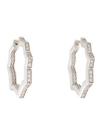 David Yurman Diamond Zig Zag Stax Hoop Earrings