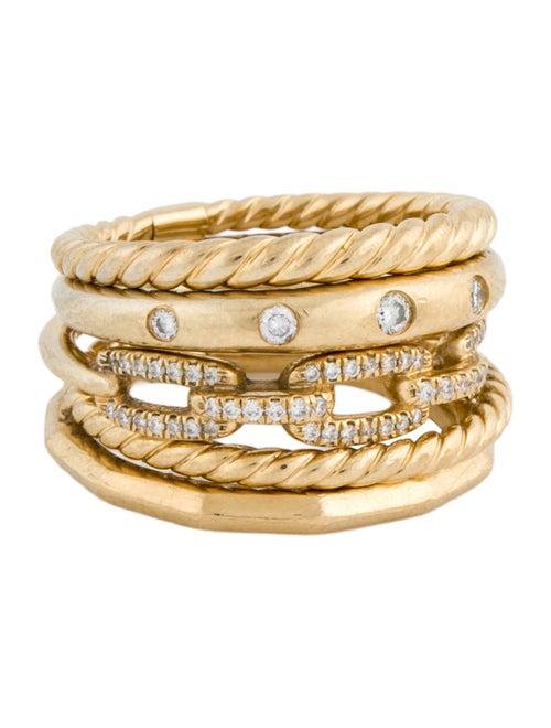 David Yurman 18K Diamond Stax Five Row Ring