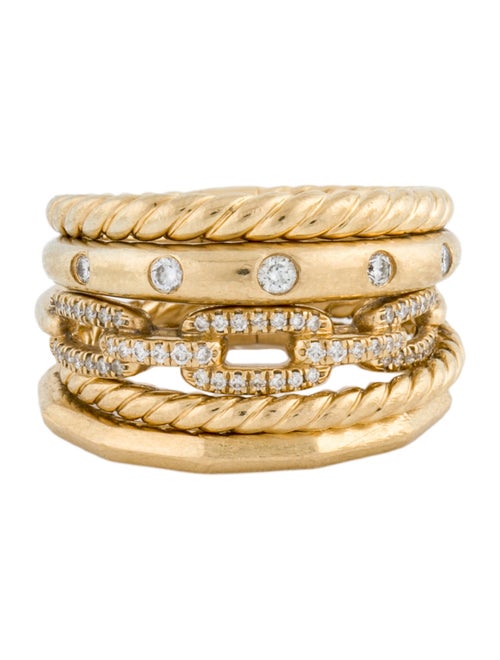 David Yurman 18K Diamond Stax Five Row Ring