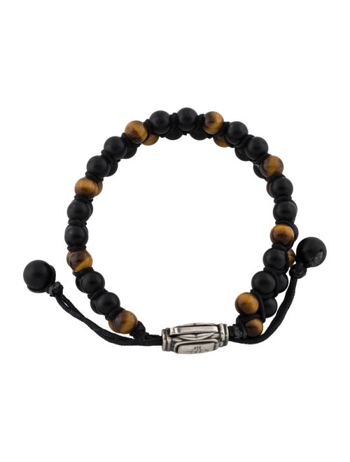 David Yurman Onyx & Tiger's Eye Spiritual Beads Two Row Woven Bracelet