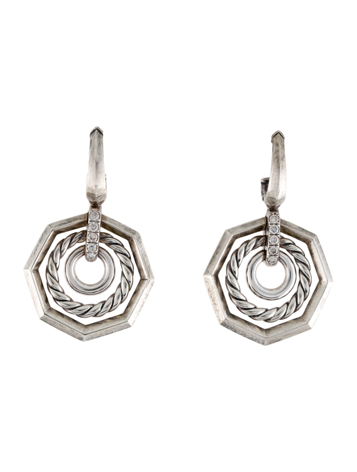 David Yurman Diamond Stax Drop Earrings