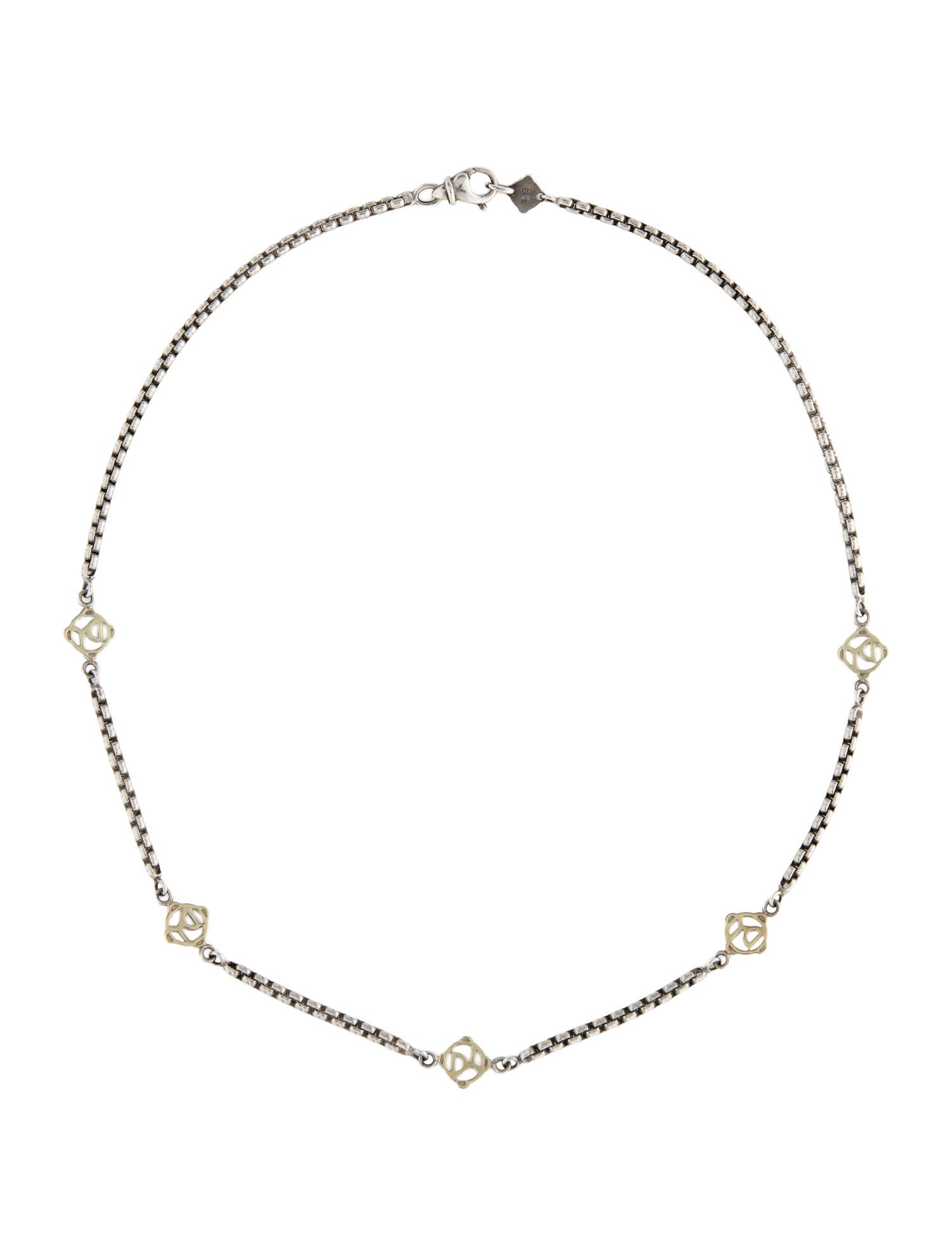 David Yurman Two-Tone Logo Station Necklace