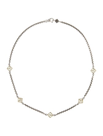 David Yurman Two-Tone Logo Station Necklace