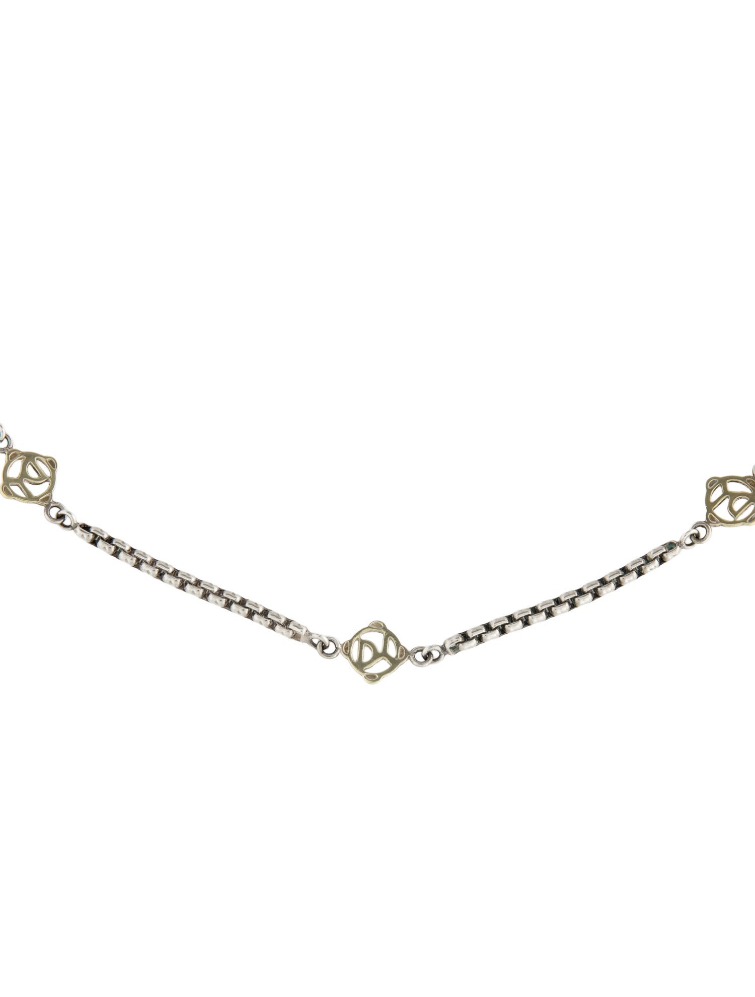 David Yurman Two-Tone Logo Station Necklace