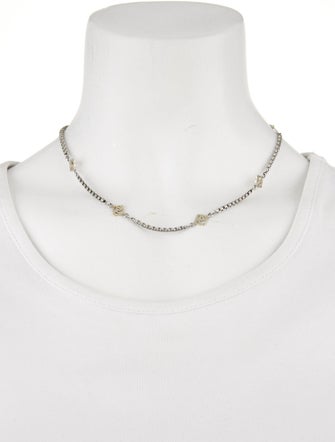 David Yurman Two-Tone Logo Station Necklace