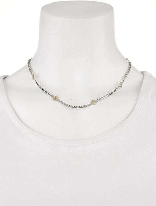 David Yurman Two-Tone Logo Station Necklace
