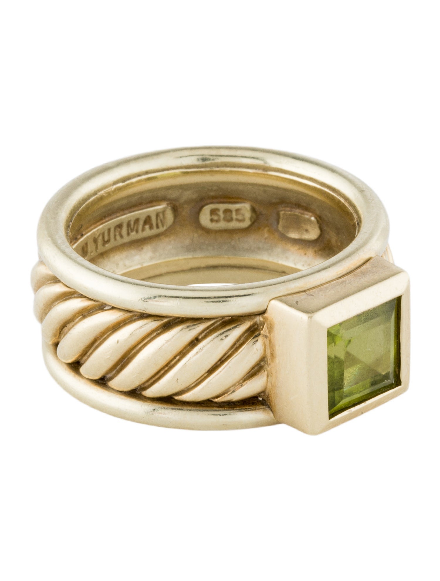 David Yurman 14K Peridot Cable Ring