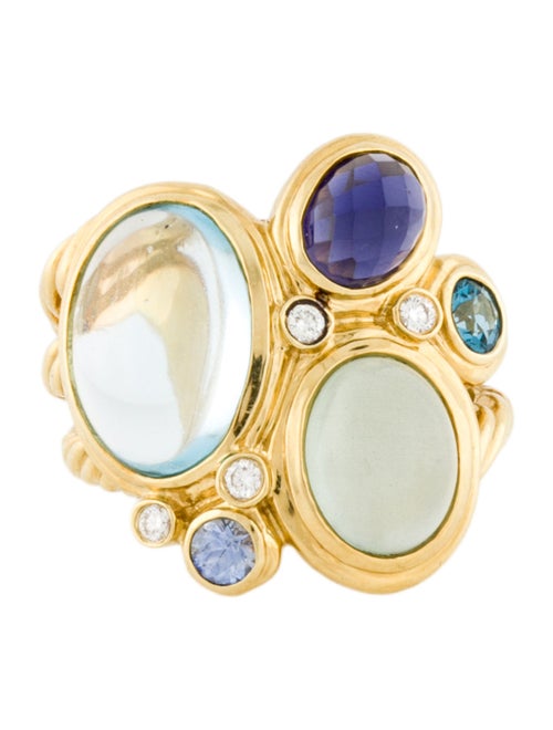 David Yurman 18K Multistone & Diamond Mosaic Cocktail Ring