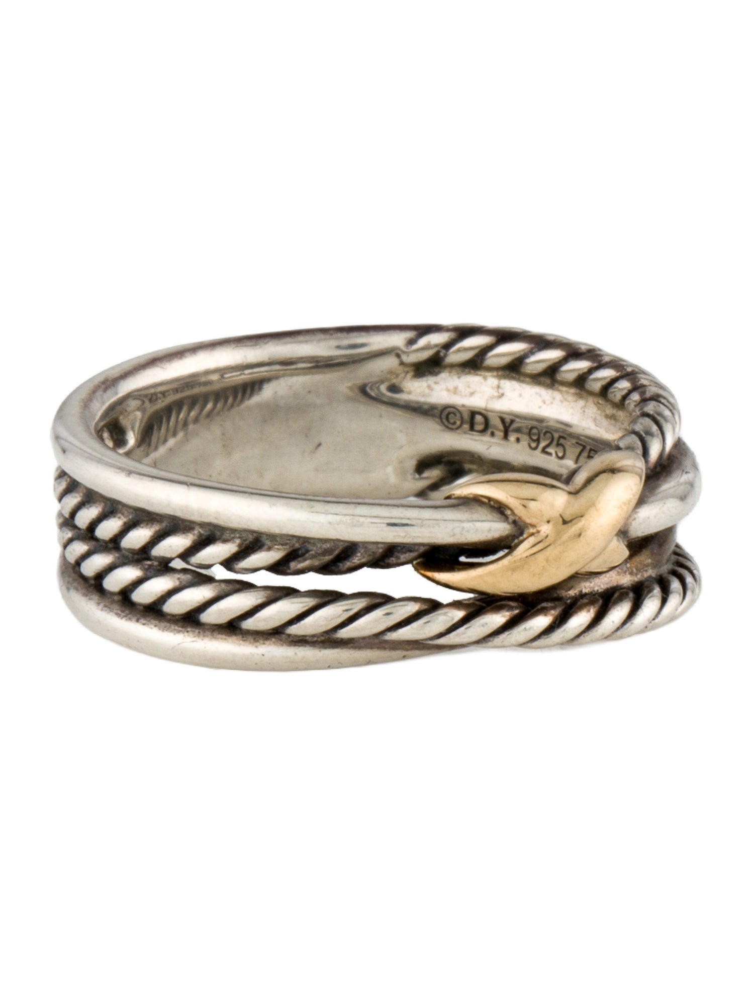 David Yurman Two-Tone X Crossover Band Ring