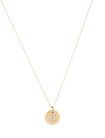 David Yurman 18K Diamond Initial 'K' Charm Necklace
