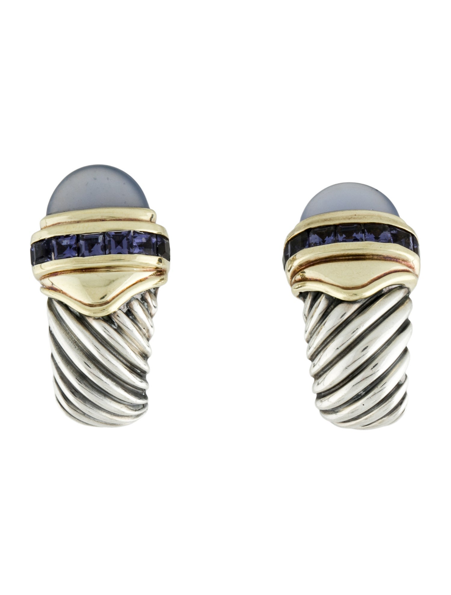 David Yurman Iolite & Dyed Chalcedony Shrimp Earrings