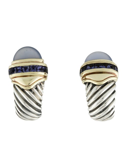 David Yurman Iolite & Dyed Chalcedony Shrimp Earrings